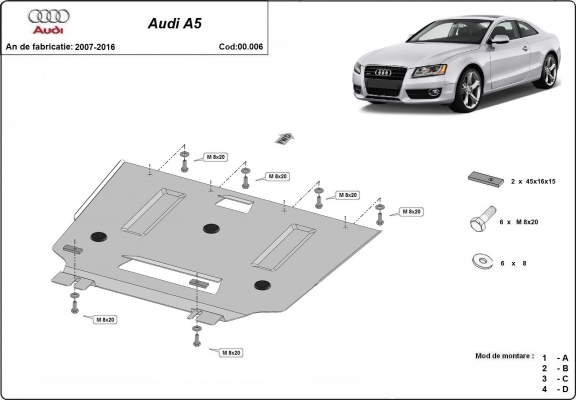 Versnellingsbak Beschermplaat voor Audi A5