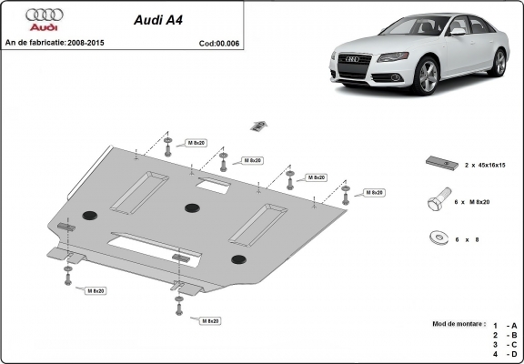 Versnellingsbak Beschermplaat voor Audi A4 4 B8
