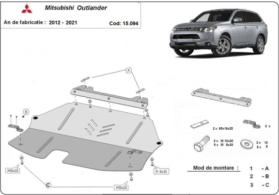 Motor en Versnellingsbak Beschermplaat voor Mitsubishi Outlander