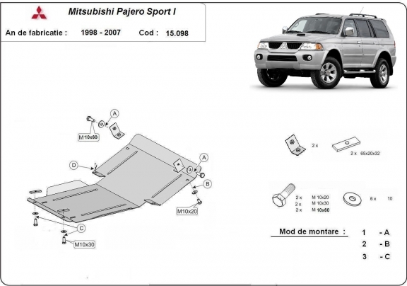 Motor en Radiator Beschermplaat voor Mitsubishi Pajero Sport 1