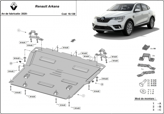 Motor en Versnellingsbak Beschermplaat voor Renault Arkana