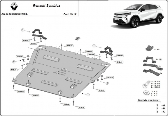 Motor en Versnellingsbak Beschermplaat voor Renault Symbioz 