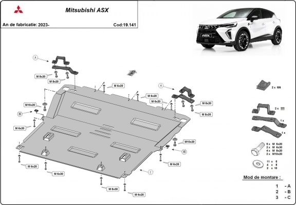 Motor en Versnellingsbak Beschermplaat voor Mitsubishi ASX