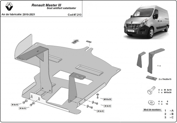 Katalysator/cat lock Beschermplaat voor Renault Master