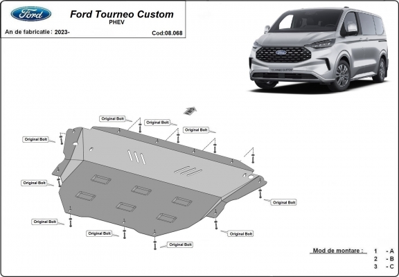 Motor, Versnellingsbak en Radiator Beschermplaat voor Ford Tourneo Custom PHEV