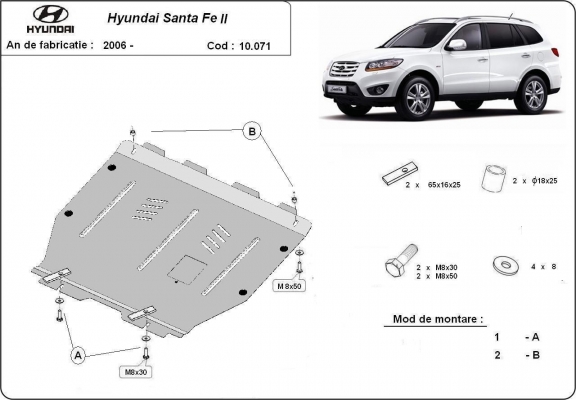 Motor, Versnellingsbak en Radiator Beschermplaat voor Hyundai Santa Fe