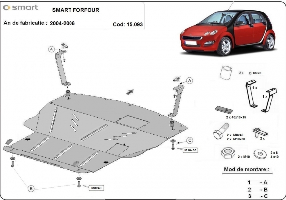 Motor en Versnellingsbak Beschermplaat voor Smart ForFour