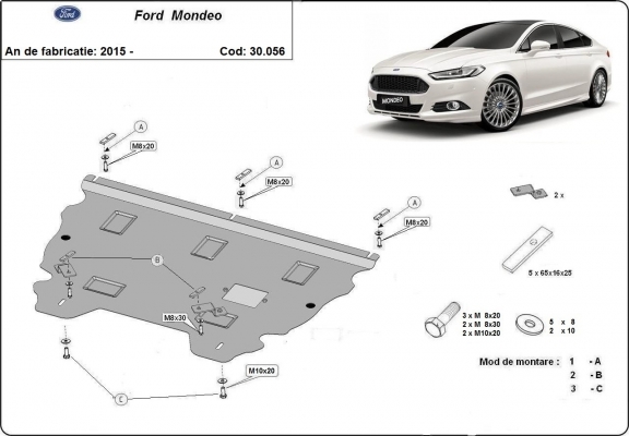 Motor, Versnellingsbak en Radiator Beschermplaat voor Ford Mondeo 5
