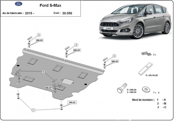 Motor, Versnellingsbak en Radiator Beschermplaat voor Ford S-Max