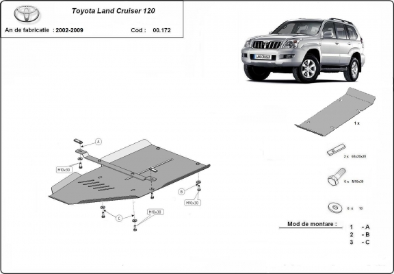 Versnellingsbak Beschermplaat voor Toyota Land Cruiser J120