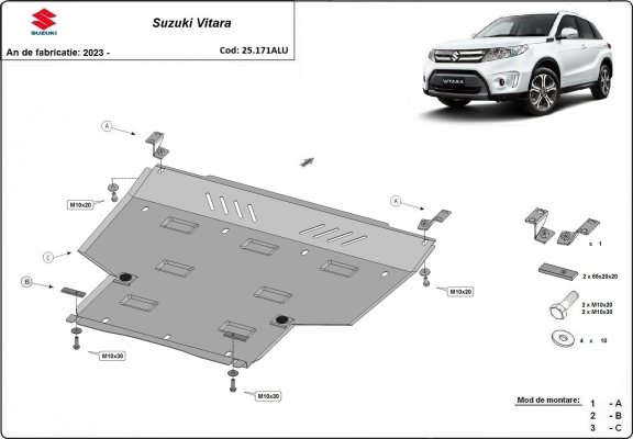 Motor Beschermplaat voor Suzuki Vitara - promotie pakket aluminium
