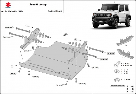 Motor en Versnellingsbak Beschermplaat voor Suzuki Jimny - aluminium