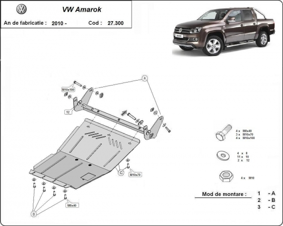 Motor Beschermplaat voor Volkswagen Amarok