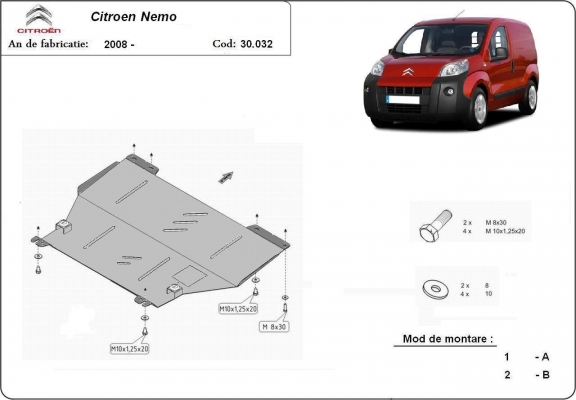 Motor en Versnellingsbak Beschermplaat voor Citroen Nemo