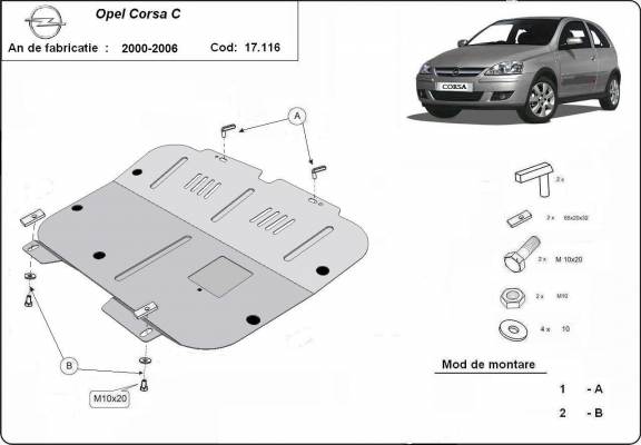 Motor, Versnellingsbak en Radiator Beschermplaat voor Opel Corsa C