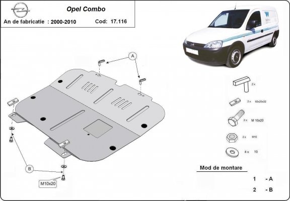 Motor, Versnellingsbak en Radiator Beschermplaat voor Opel Combo C 