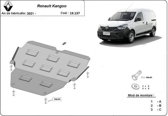 Motor en Versnellingsbak Beschermplaat voor Renault Kangoo
