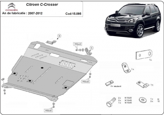 Motor, Versnellingsbak en Radiator Beschermplaat voor Citroen C - Crosser