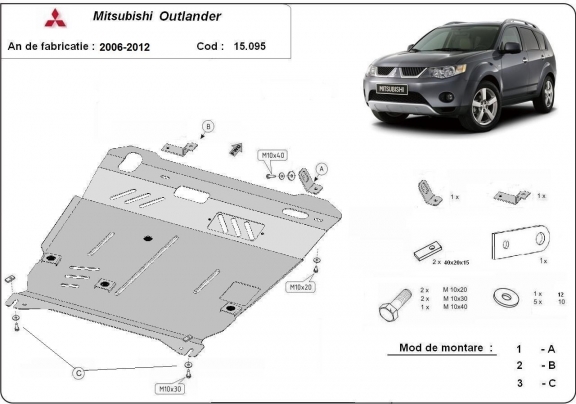 Motor, Versnellingsbak en Radiator Beschermplaat voor Mitsubishi Outlander