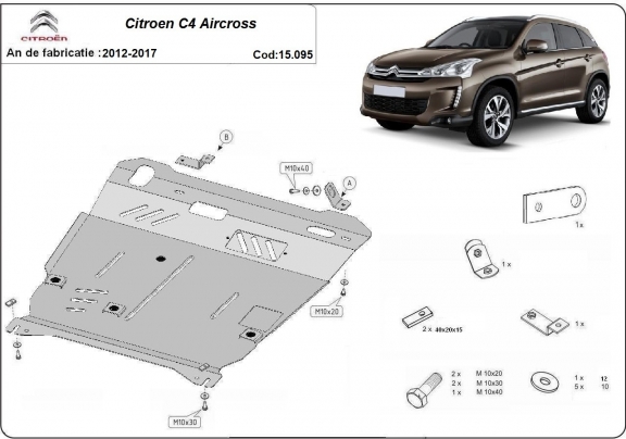 Motor, Versnellingsbak en Radiator Beschermplaat voor Citroen C4 Aircross