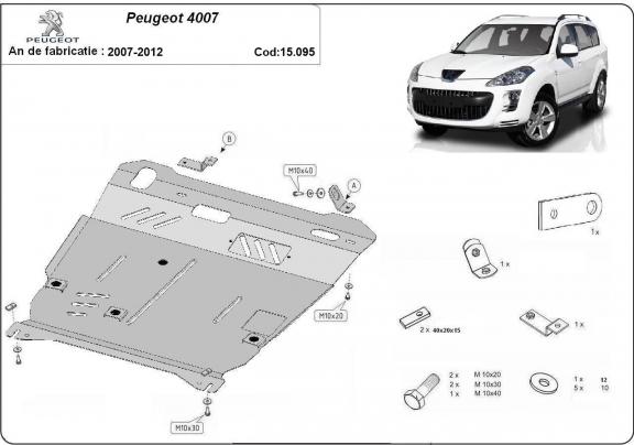 Motor, Versnellingsbak en Radiator Beschermplaat voor Peugeot 4007