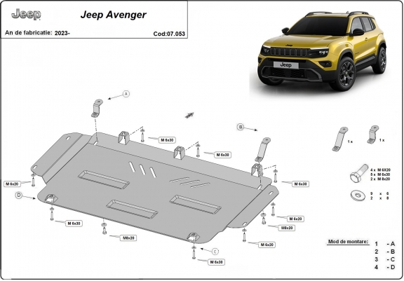 Motor Beschermplaat voor Jeep Avenger