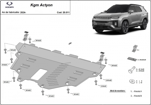 Motor en Radiator Beschermplaat voor KGM Actyon
