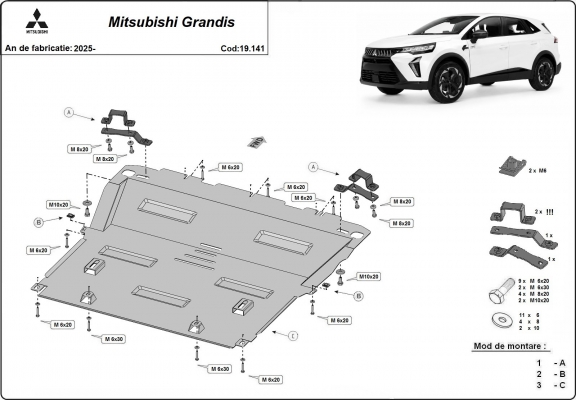 Motor, Versnellingsbak en Radiator Beschermplaat voor Mitsubishi Grandis