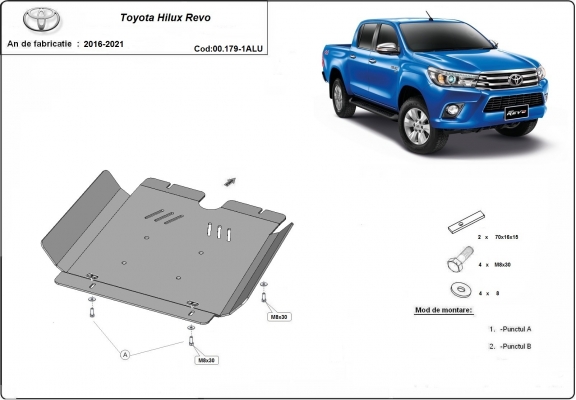 Versnellingsbak aluminium  Beschermplaat voor Toyota Hilux Revo