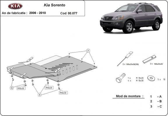 Versnellingsbak en Differentieel Beschermplaat voor Kia Sorento