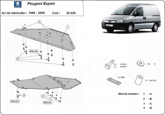 Motor en Versnellingsbak Beschermplaat voor Peugeot Expert