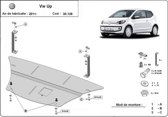 Motor en Versnellingsbak Beschermplaat voor VW Up