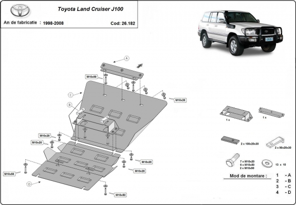 Motor en Radiator Beschermplaat voor Toyota Land Cruiser J100