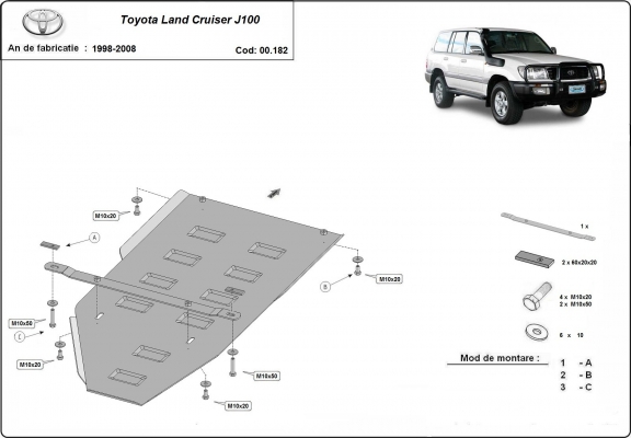 Versnellingsbak Beschermplaat voor Toyota Land Cruiser J100
