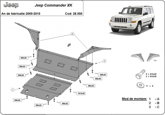 Motor Beschermplaat voor Jeep Commander