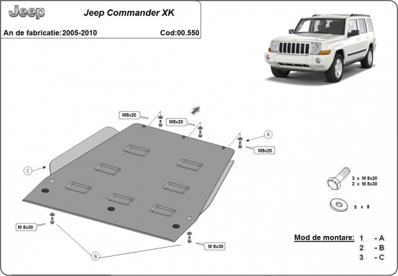 Versnellingsbak Beschermplaat voor Jeep Commander - JL