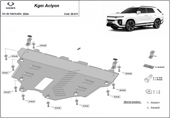 Motor en Radiator Beschermplaat voor KGM Actyon