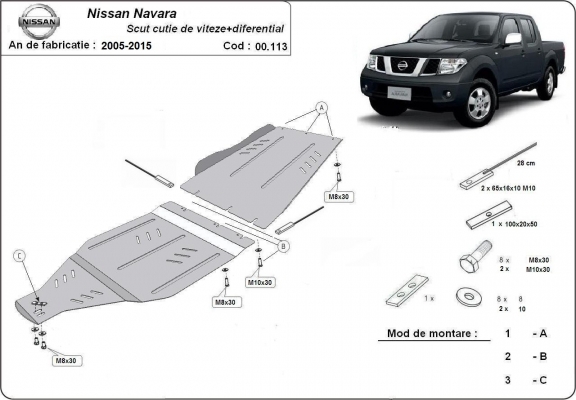 Versnellingsbak  Beschermplaat voor Nissan Navara D40
