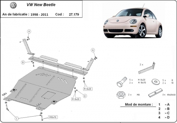 Motor en Versnellingsbak Beschermplaat voor Volkswagen New Beetle