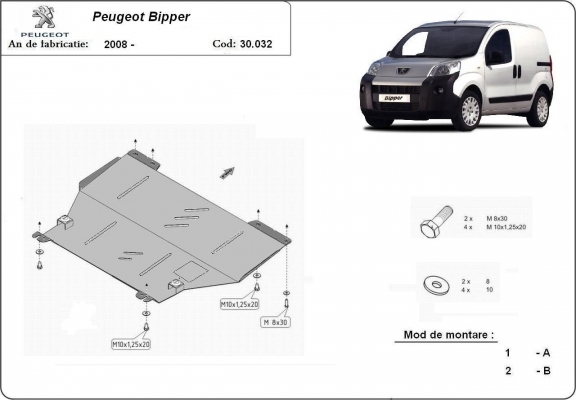 Motor en Versnellingsbak Beschermplaat voor Peugeot Bipper