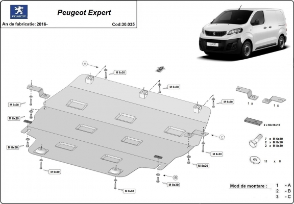 Motor Beschermplaat voor  Peugeot Expert