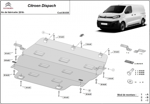 Motor Beschermplaat voor Citroen Dispatch