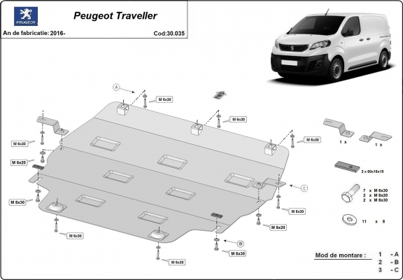 Motor Beschermplaat voor Peugeot Traveller