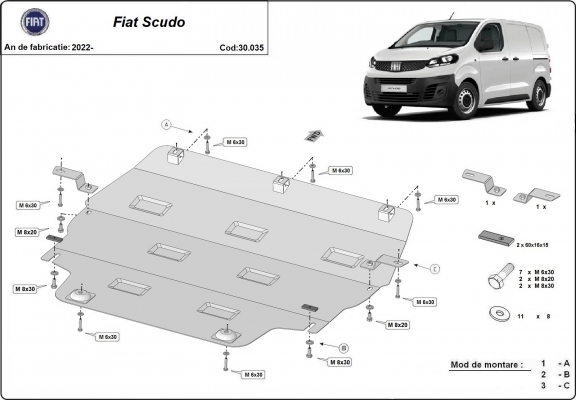 Motor en Versnellingsbak Beschermplaat voor Fiat Scudo