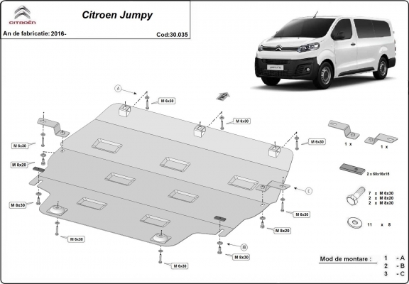 Motor Beschermplaat voor Citroen Jumpy