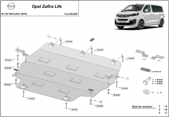 Motor Beschermplaat voor Opel Zafira Life