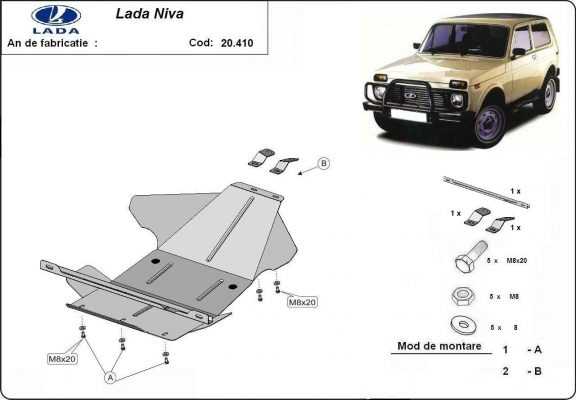 Motor en Versnellingsbak Beschermplaat voor Lada Niva