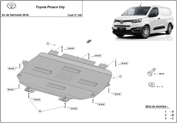 Motor en Versnellingsbak Beschermplaat voor Toyota Proace City