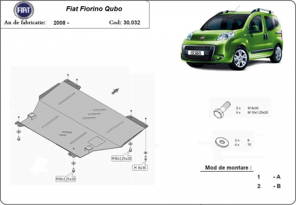 Motor, Versnellingsbak en Radiator Beschermplaat voor Fiat Fiorino