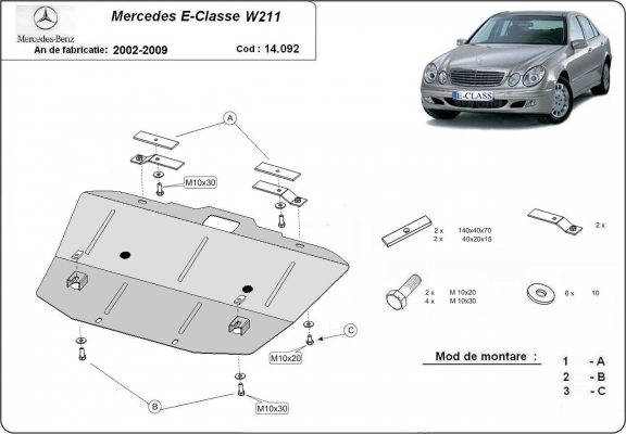 Motor en Radiator Beschermplaat voor Mercedes E-Classe W211